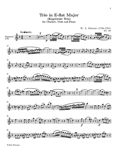 Trio for Clarinet, Viola and Piano Clarinet part - - Sheet music