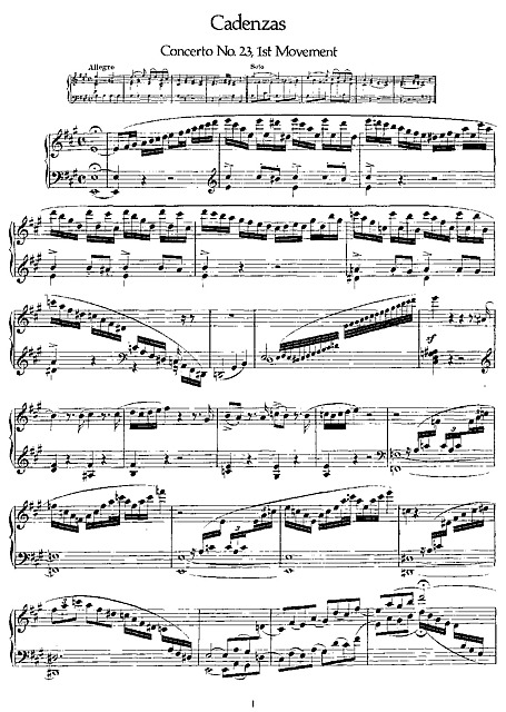 Piano Concerto No. 23 Cadenza - Piano - Sheet music - Cantorion