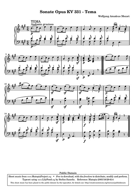 モーツァルト:ピアノ・ソナタ第11番 他〈パリのモーツァルト(5)〉 ピアノソナタ第11番 （Piano Sonata No. 11） 1. Tema - ピアノ - 楽譜