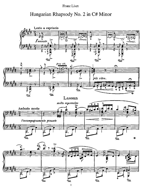 Hungarian Rhapsody No. 2 Piano - Sheet music - Cantorion - Free
