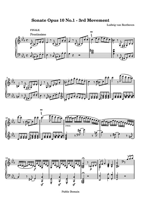 Piano Sonata No. 5 3. Prestissimo - ピアノ - 楽譜 - カントリーアン