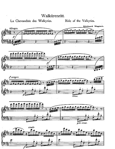 ワルキュー （Die Walküre） Walkürenritt - ピアノ - 楽譜