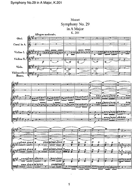 Symphony No. 29 オーケストラ - 楽譜 - カントリーアン, 無料楽譜