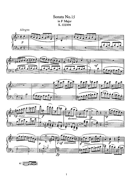 Piano Sonata No. 15 - 楽譜 - カントリーアン, 無料楽譜