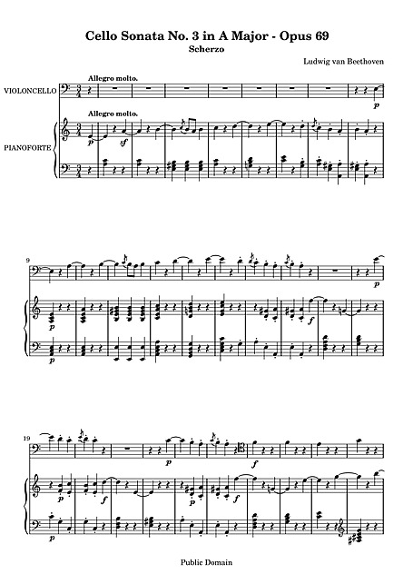 Cello Sonata No. 3 2. Scherzo - Cello, Piano - Sheet Music - Cantorion ...