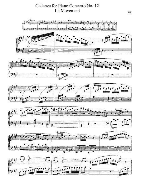 Piano Concerto No. 12 Cadenza - - 楽譜 - カントリーアン, 無料楽譜