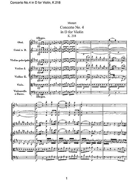 Violin Concerto No. 4 Full Score - - 楽譜 - カントリーアン, 無料楽譜