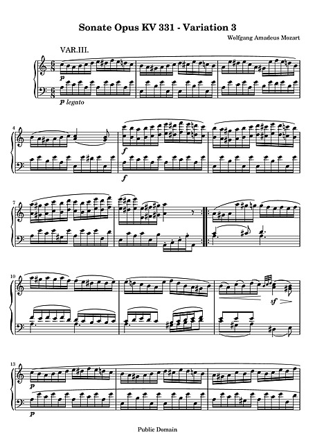 Piano Sonata No. 11 1. Variation 3 - Piano - Sheet music