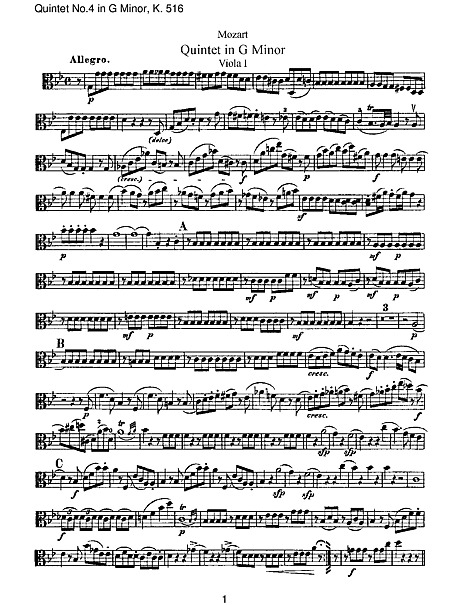String Quintet No. 4 Viola 1 - ヴィオラ - 楽譜 - カントリーアン