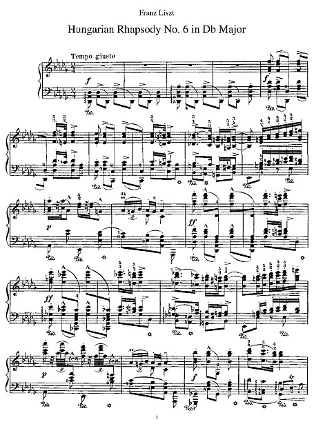 Hungarian Rhapsody No. 6 - 楽譜 - カントリーアン, 無料楽譜