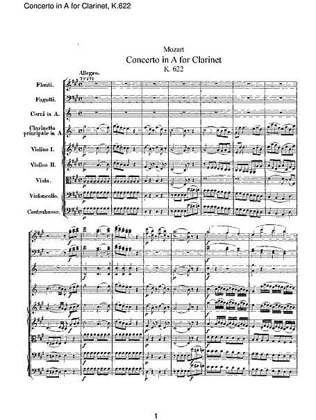 クラリネット協奏曲 （Concerto for Clarinet and Orchestra