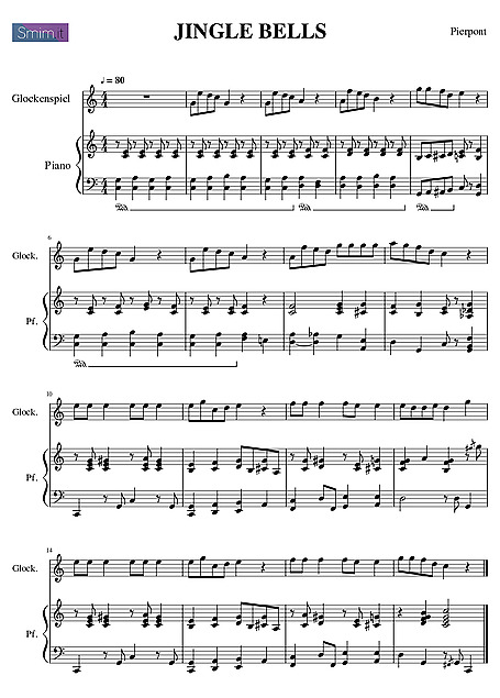 ジングルベル （Jingle Bells） Glockenspiel - 楽譜 - カントリーアン