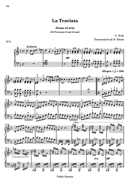椿姫 （La traviata） 9. Scena ed aria - ピアノ - 楽譜 - カントリー