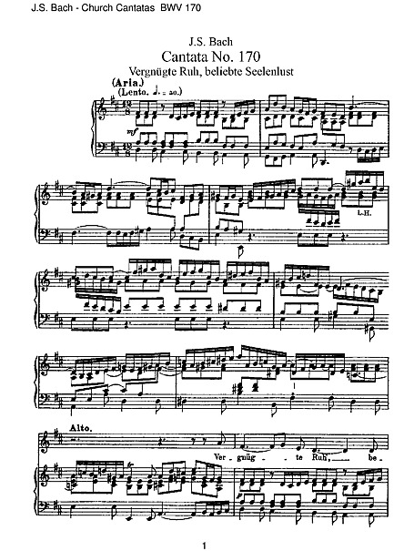 Cantata No. 170 Vocal score - Voice, Piano, Keyboard - Sheet music