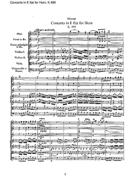 Horn Concerto No. 4 Full Score - - 楽譜 - カントリーアン, 無料楽譜
