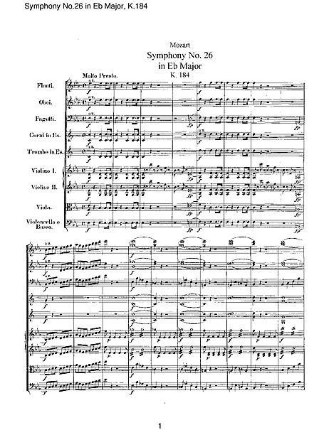 Symphony No. 26 Full Score - - Sheet music - Cantorion - Free