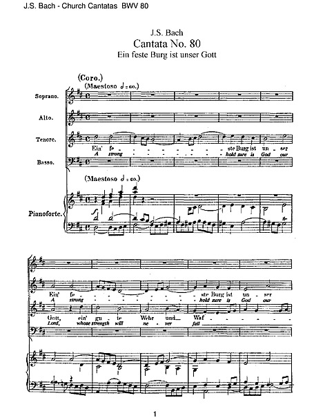 Cantata No. 80 Vocal score - Voice, Keyboard, Piano - Sheet music
