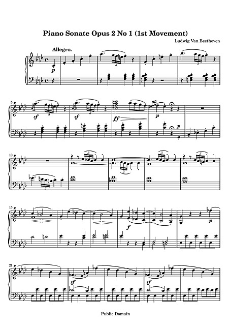 ピアノ楽譜 ベートーベン ピアノ ソナタ Piano Sonata No. 1 1. Allegro - ピアノ - 楽譜 - カントリーアン