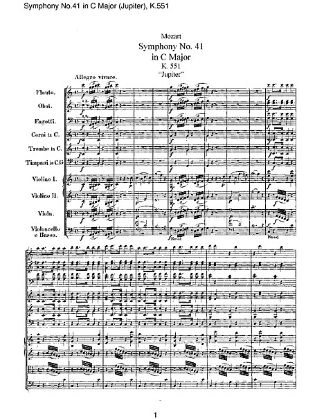 Symphony No. 41 Full Score - - 楽譜 - カントリーアン, 無料楽譜