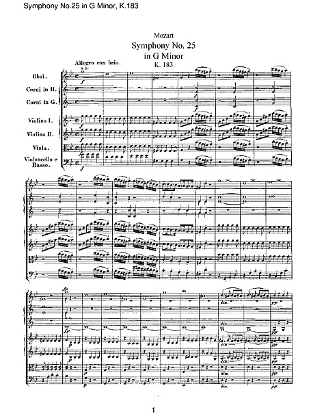 Symphony No. 25 Full Score - - 楽譜 - カントリーアン, 無料楽譜