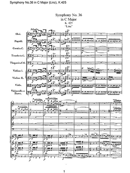 MOZERT/交響曲第36番「Linzer」 室内楽編曲譜PIANO四重奏 Symphony No. 36 Full Score - - 楽譜 - カントリーアン, 無料楽譜