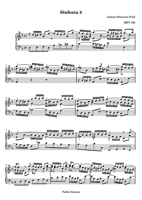 Sinfonia No. 4 Original version - チェンバロ、ピアノ - 楽譜