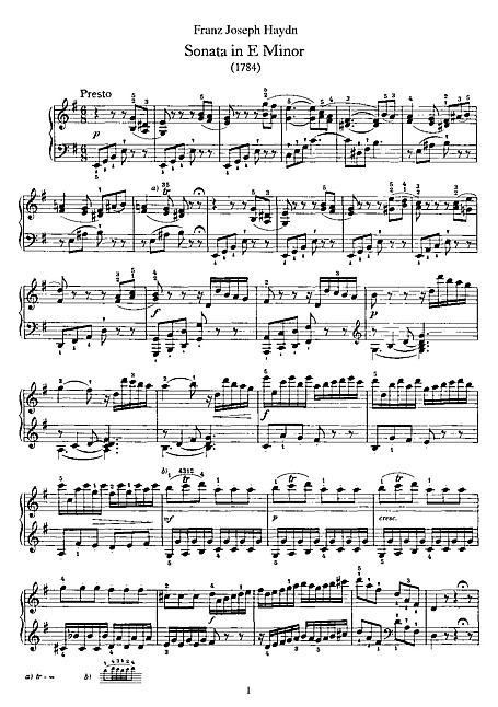 フランツ・ヨーゼフ・ハイドン クラヴィーア・ソナタ集 Sonata No. 34 ピアノ - 楽譜 - カントリーアン, 無料楽譜