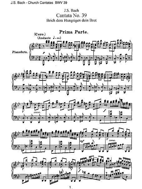 Cantata No. 39 Vocal score - Voice, Keyboard, Piano - Sheet music