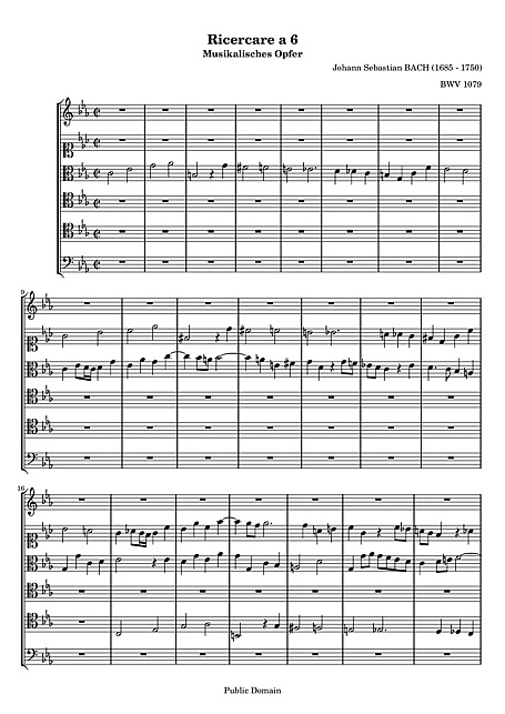The Musical Offering Ricercare, 6 staves - Harpsichord, Piano