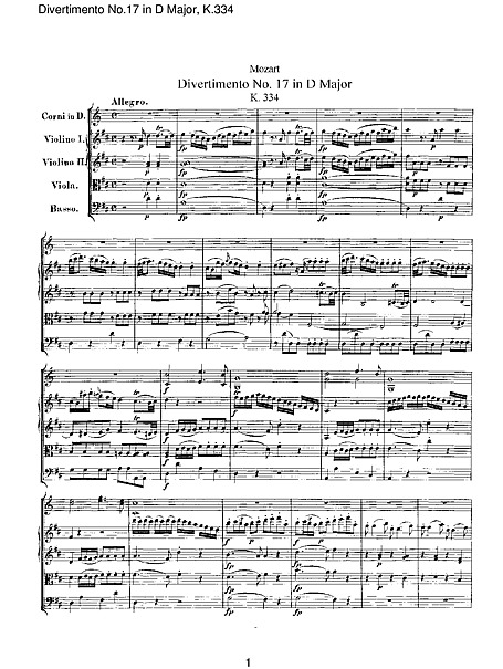 Divertimento Full Score - 楽譜 - カントリーアン, 無料楽譜