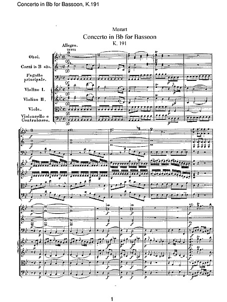 Bassoon Concerto Full Score - - 楽譜 - カントリーアン, 無料楽譜