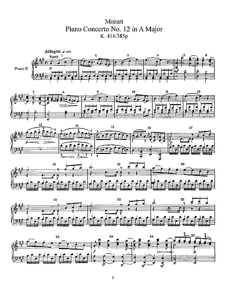 Piano Concerto No. 12 Piano Duet - Piano duet - Sheet music