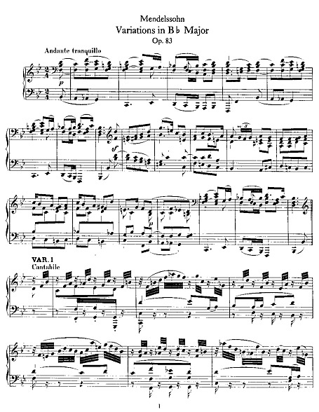 Variations In B Flat Major Piano - Sheet Music - Cantorion - Free Sheet ...