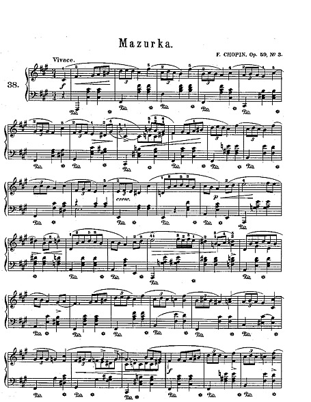 3 Mazurkas Op.59 No. 3 in F-sharp minor - ピアノ - 楽譜