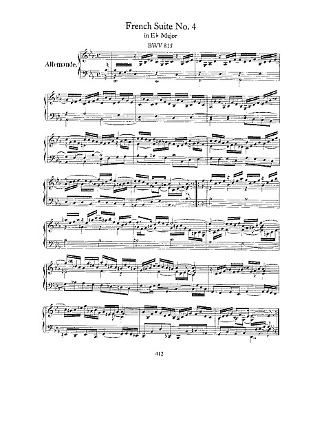 French Suite No. 4 チェンバロ、ピアノ、クラヴィコード - 楽譜