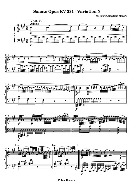 Piano Sonata No. 11 1. Variation 5 - Piano - Sheet music