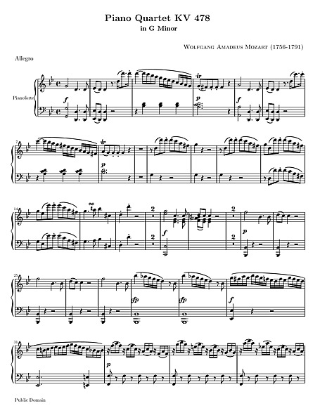 Piano Quartet No. 1 Piano part - ピアノ - 楽譜 - カントリーアン