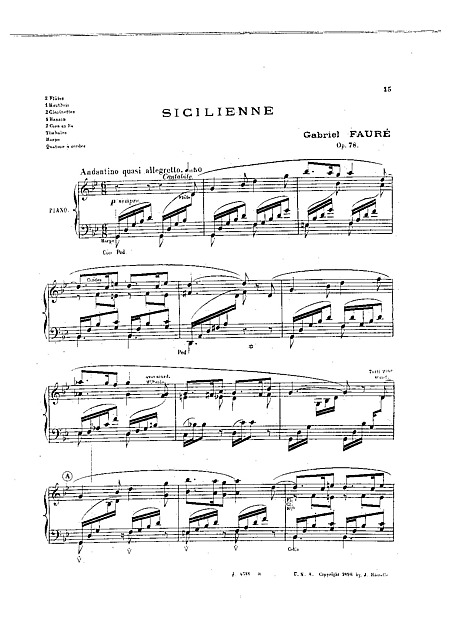 Sicilienne Piano solo - Piano - Partituras - Cantorion