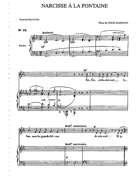 Narcisse à la Fontaine Voice, Piano - Sheet music - Cantorion - Free ...