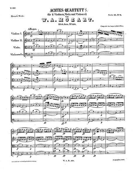 String Quartet No. 8 - K. 168 in F major - Wolfgang Amadeus Mozart